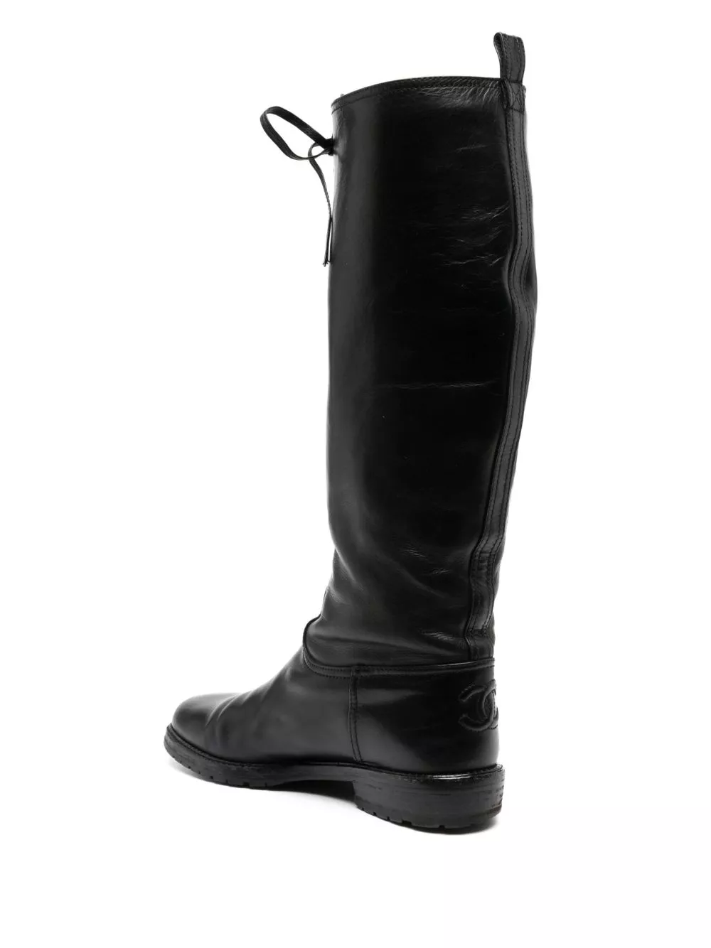 Cheap HOT SALE CHANEL 2000s lace-up knee-high boots Women 0126