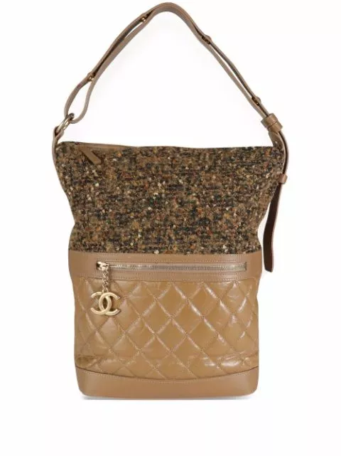 HOT SALE CHANEL diamond-quilted tweed shoulder bag Men 0116