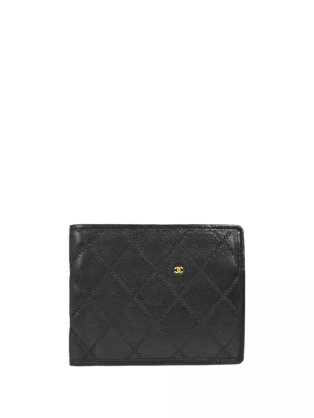 Cheap HOT SALE CHANEL 1989-1991 lambskin bi-fold wallet Women 0119