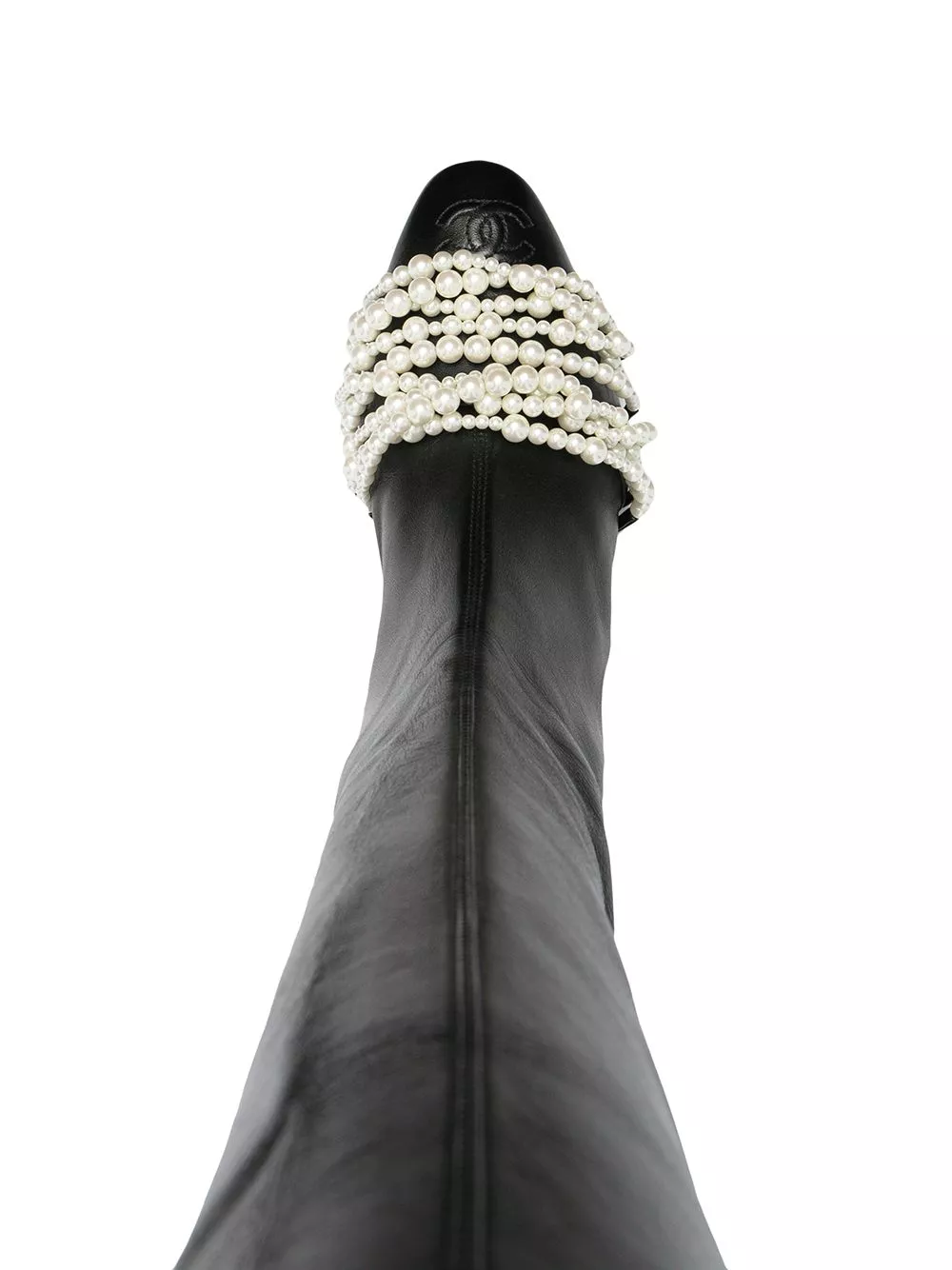 Cheap HOT SALE CHANEL embellished faux-pearl boots Women 0126