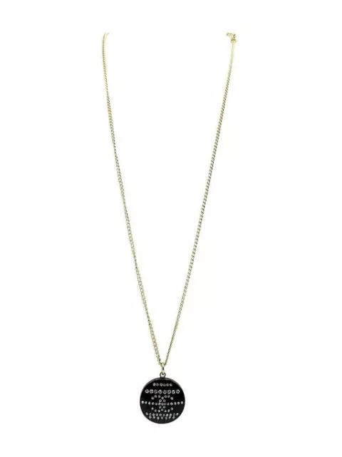 HOT SALE CHANEL Chanel Black Resin CC Pendant Necklace 2009 Women 0129