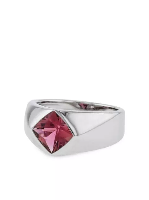 HOT SALE CHANEL white gold tourmaline ring Women 0125