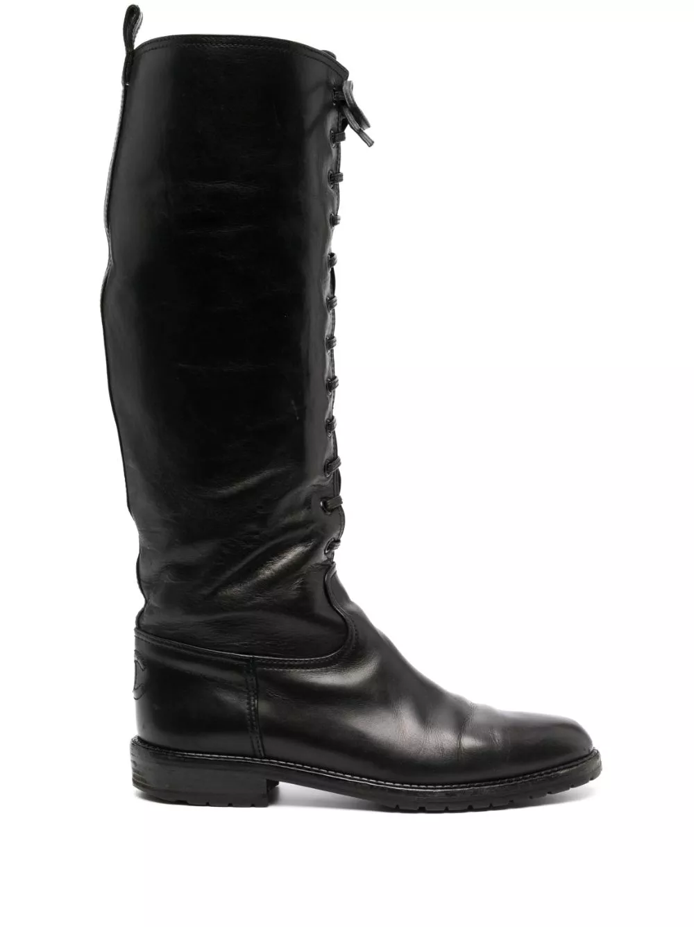 Cheap HOT SALE CHANEL 2000s lace-up knee-high boots Women 0126