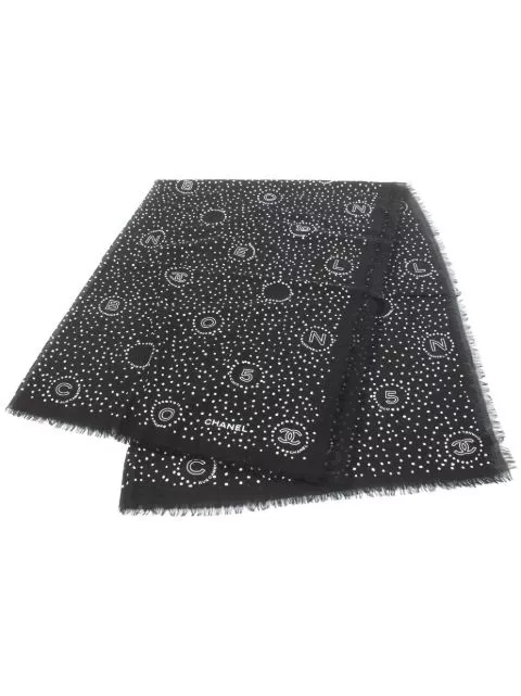 Cheap HOT SALE CHANEL 1986-1988 CC-print cashmere scarf Women 0119