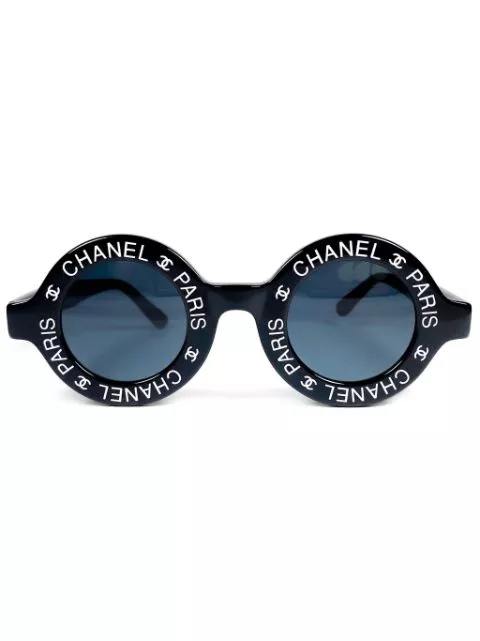 HOT SALE CHANEL 1993 logo-print round-fame sunglasses Men 0127