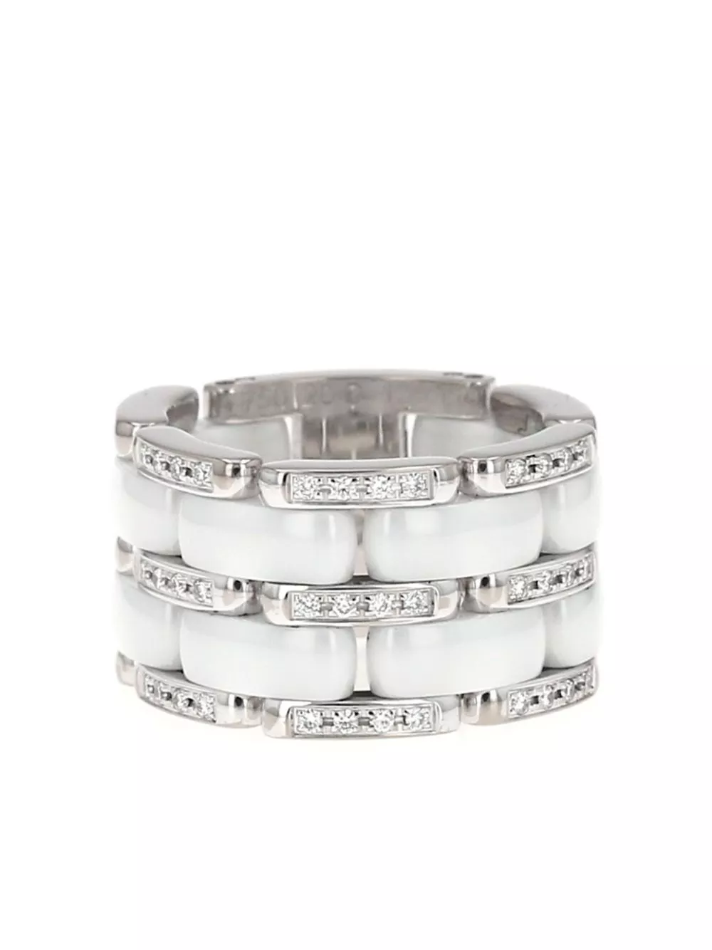 Affordable HOT SALE CHANEL 18kt white gold ceramic and diamond ring Women 0122