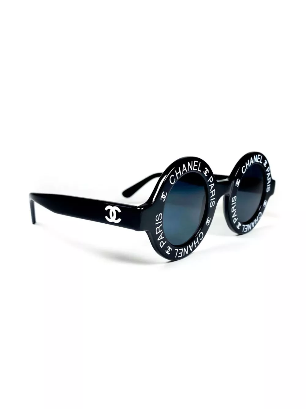 Affordable HOT SALE CHANEL 1993 logo-print round-fame sunglasses Men 0127