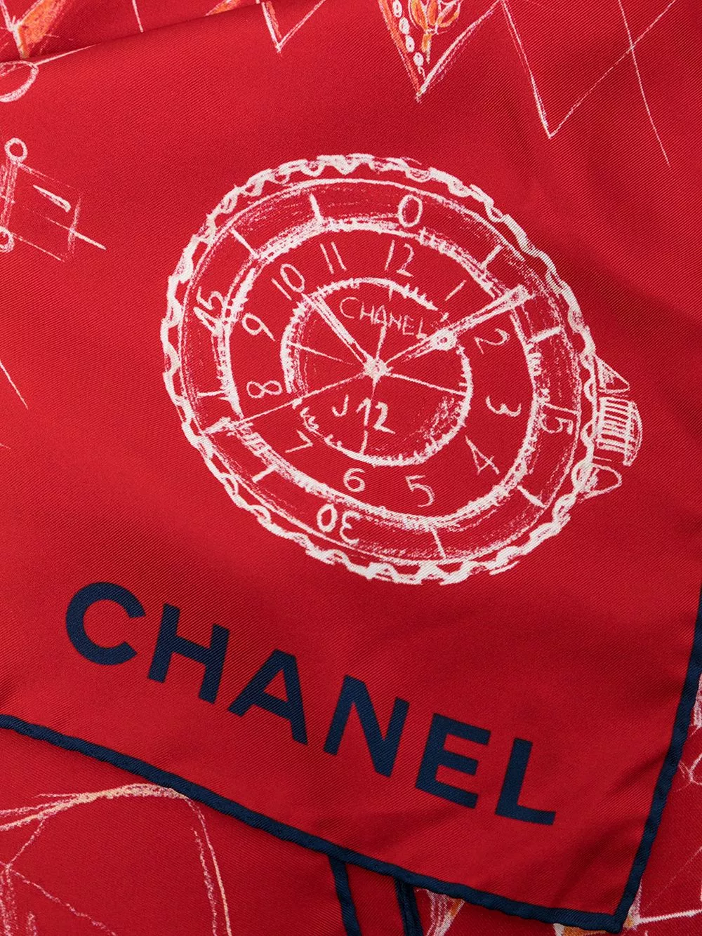 Cheap HOT SALE CHANEL graphic-print silk scarf Women 0131