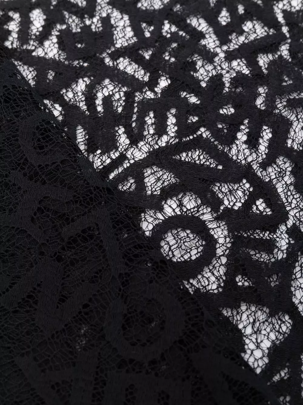 Cheap HOT SALE CHANEL 2000s logo-lettering lace silk scarf Women 0131