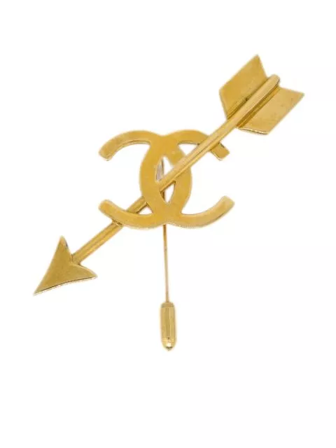 Affordable HOT SALE CHANEL 1993 gold plated Arrow CC brooch Women 0130