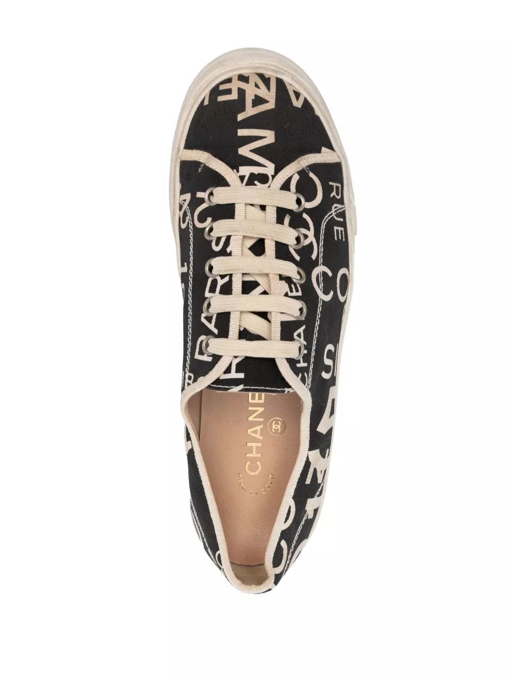 Affordable HOT SALE CHANEL 2010s Rue Cambon-print sneakers Women 0126