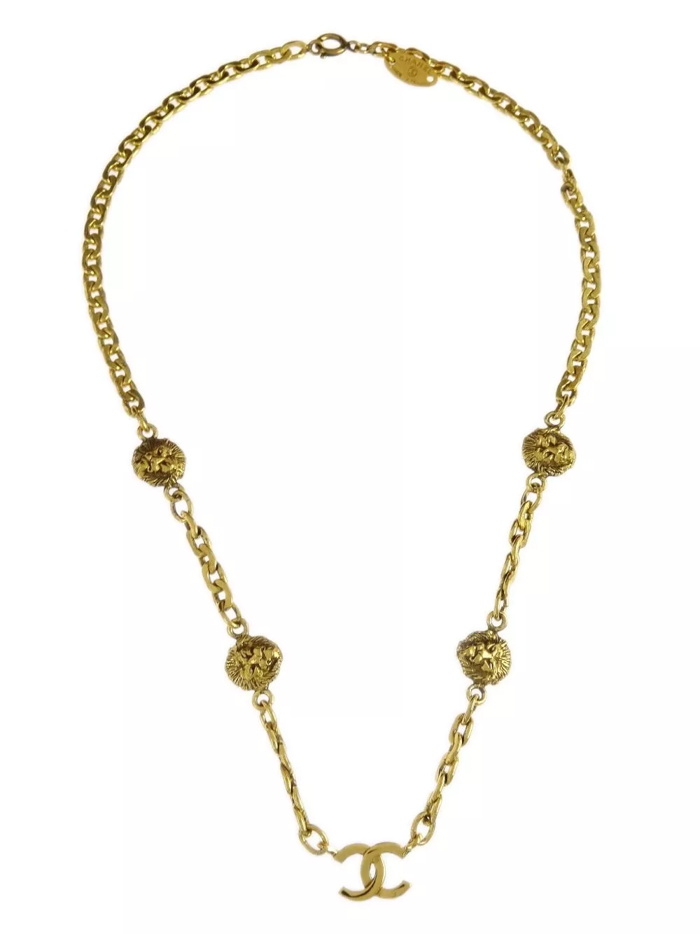 Affordable HOT SALE CHANEL 1980-1990s gold plated Lion CC necklace Women 0122