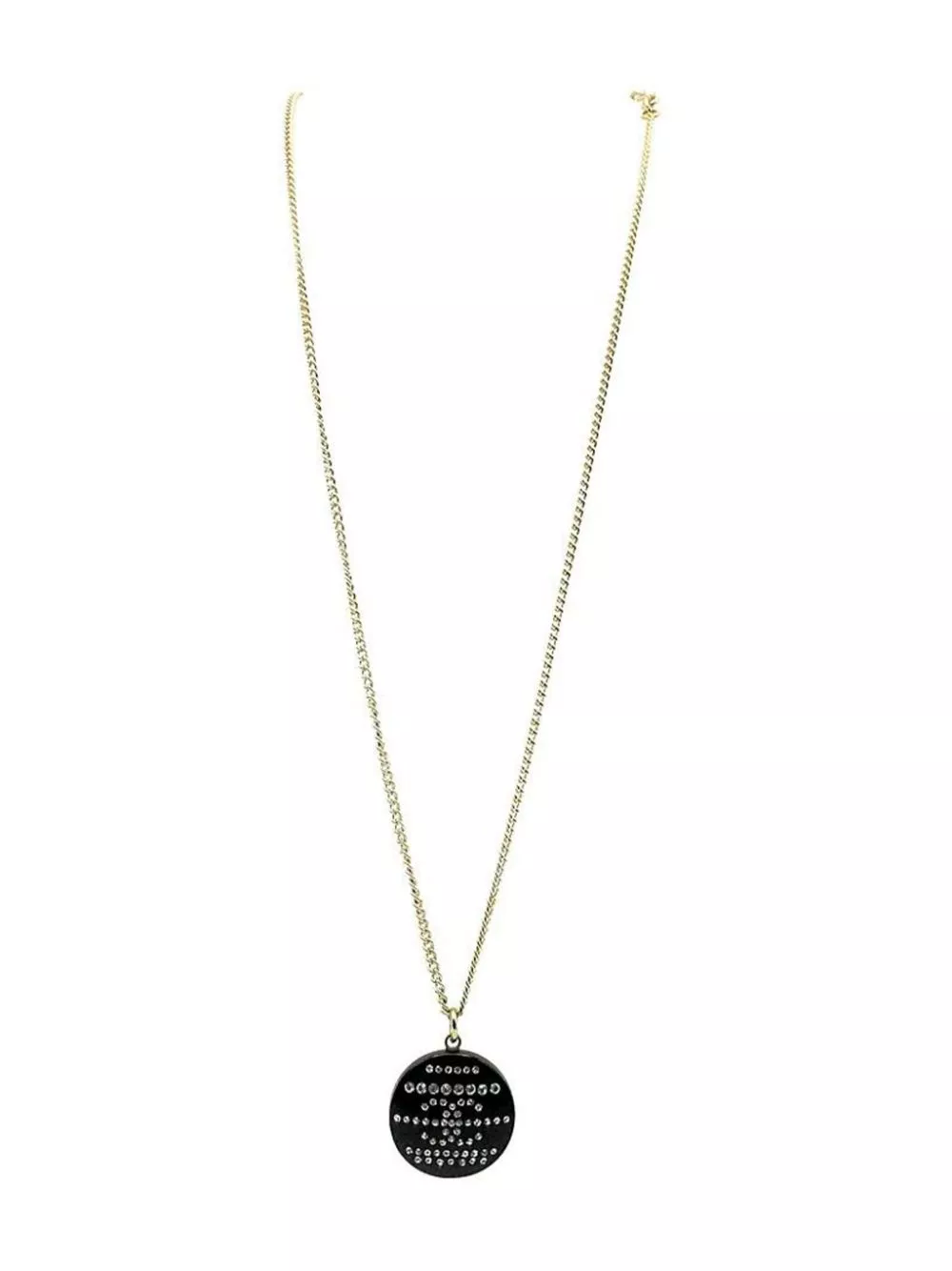 Affordable HOT SALE CHANEL Chanel Black Resin CC Pendant Necklace 2009 Women 0129