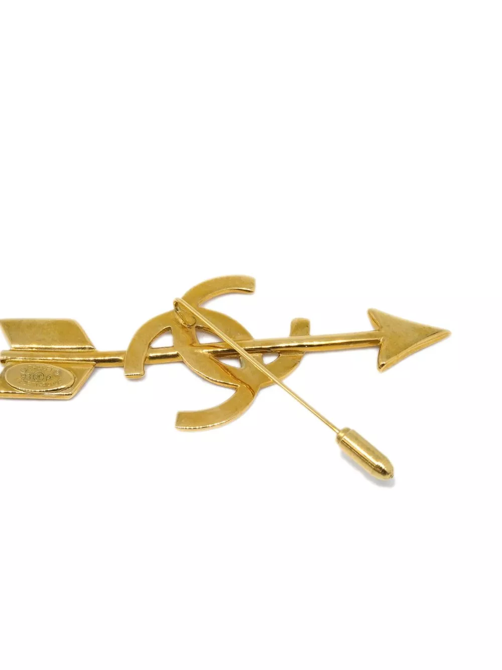 Affordable HOT SALE CHANEL 1993 gold plated Arrow CC brooch Women 0130