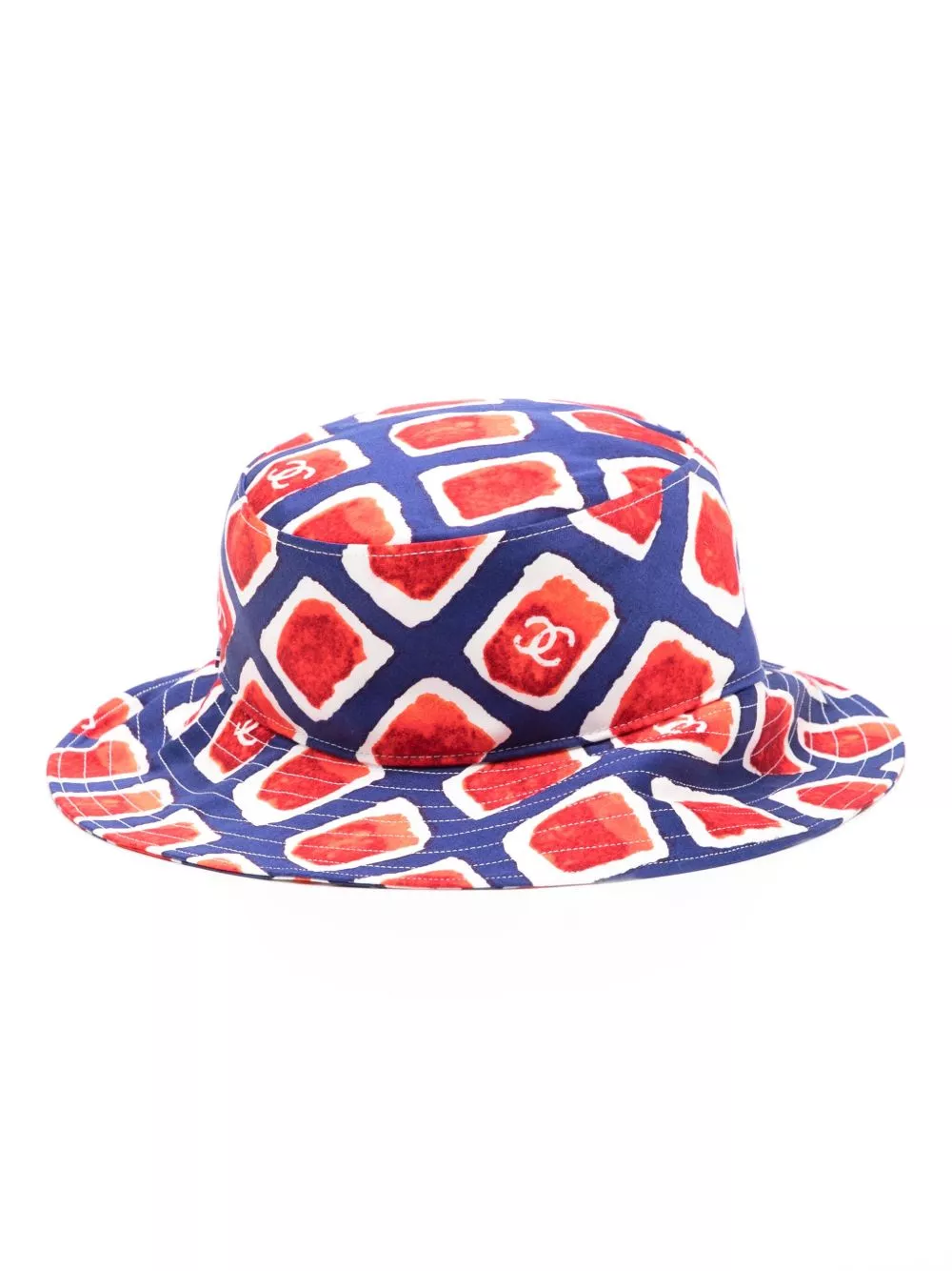 Cheap HOT SALE CHANEL 2000s CC abstract-print bucket hat Women 0131