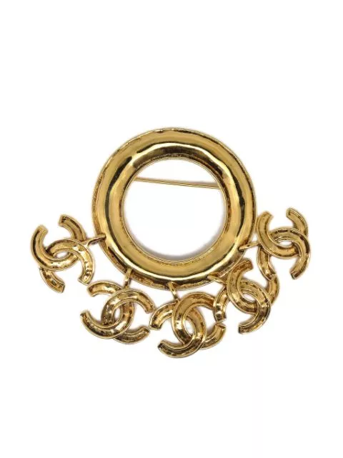 HOT SALE CHANEL 1994 CC-charm gold-plated brooch Women 0130