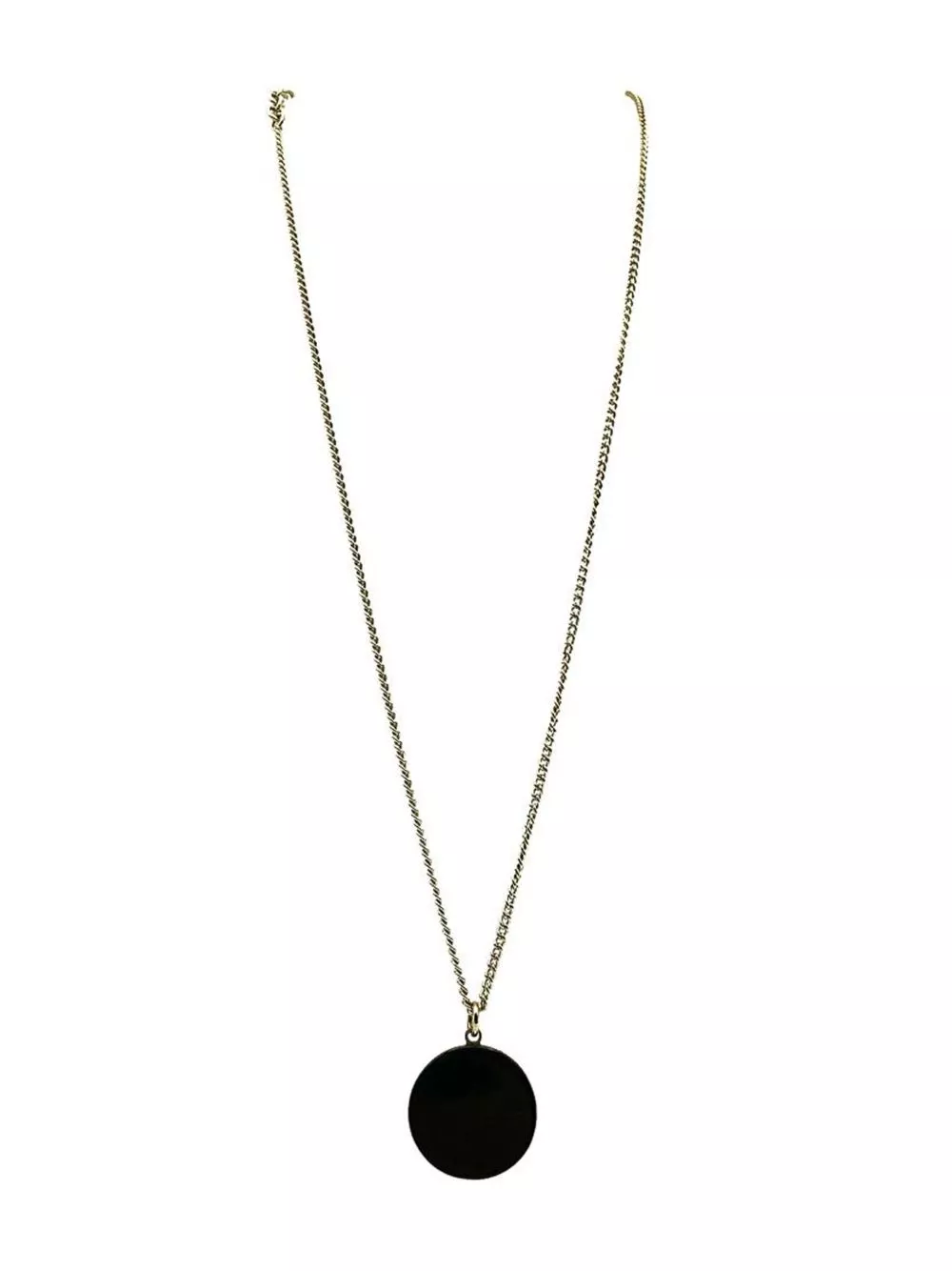 Affordable HOT SALE CHANEL Chanel Black Resin CC Pendant Necklace 2009 Women 0129