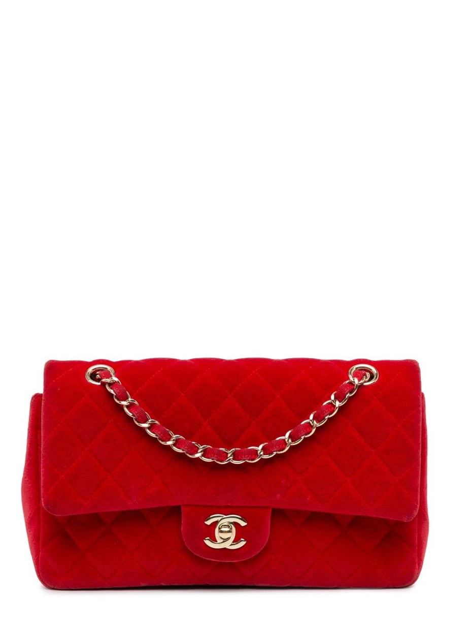 Affordable HOT SALE Medium Velvet CHANEL 2016-2017 bag Flap Women Classic shoulder Double 0213