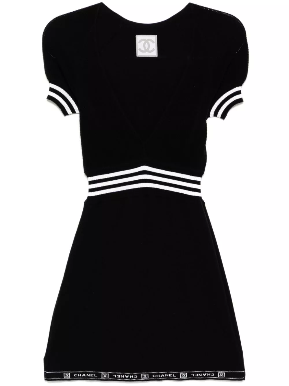 Cheap HOT SALE CHANEL 2004 knitted short-sleeves A-line dress Women 0202